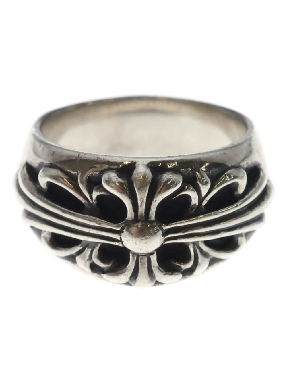 Chrome Hearts Flrl Floral Cross Ring Silver